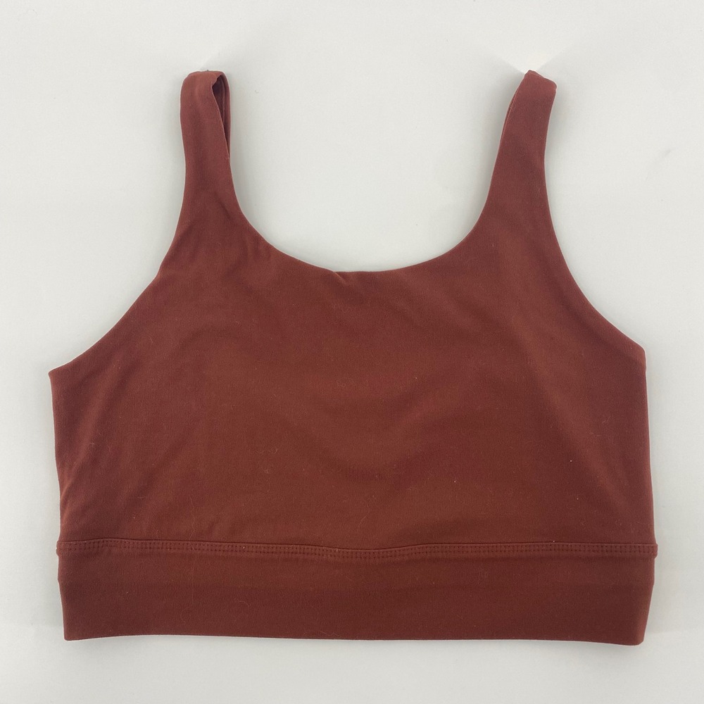 Nike Yoga Dri-FIT Bra Women M Rust Brown Scoop Neck Crop Top CZ7610-891 Active